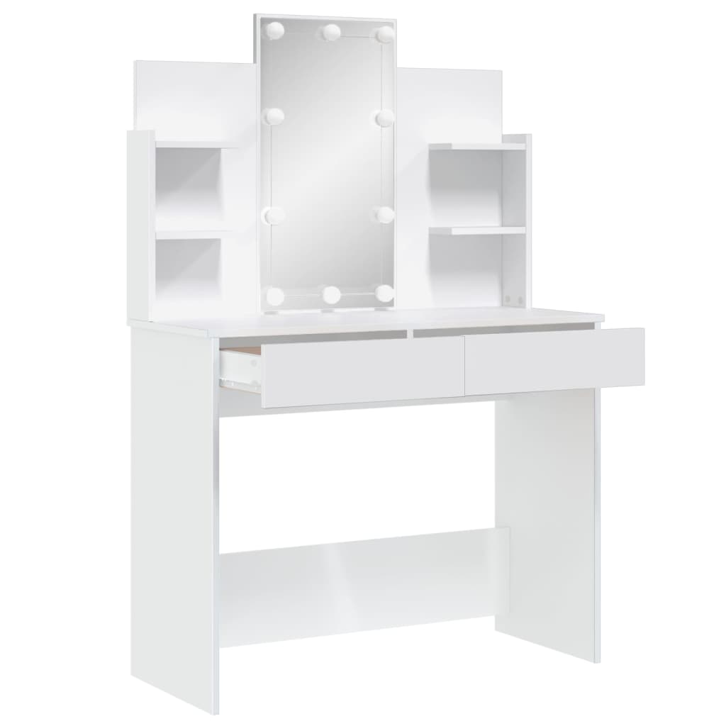 vidaXL Dressing Table with LED Lights White 96x40x142 cm