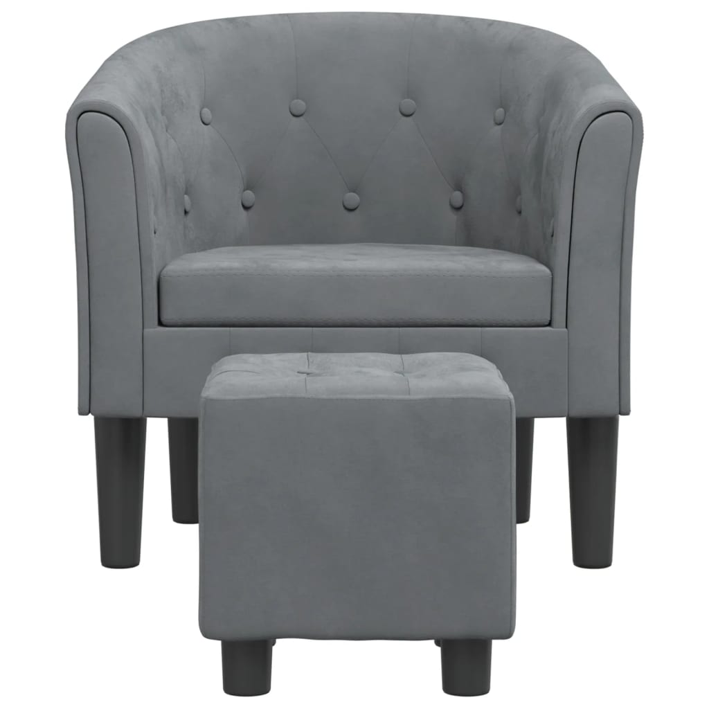 vidaXL Tub Chair with Footstool Dark Grey Velvet