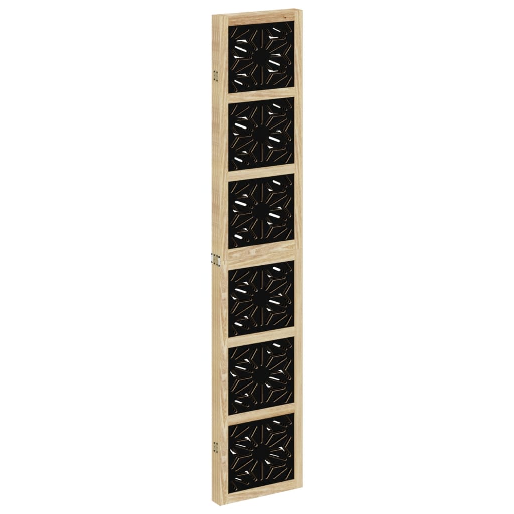 vidaXL Room Divider 4 Panels Brown and Black Solid Wood Paulownia