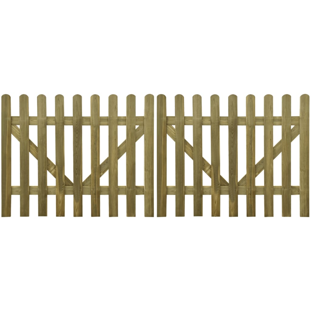 vidaXL Picket Fence Gate 2 pcs Impregnated Wood 300x120 cm