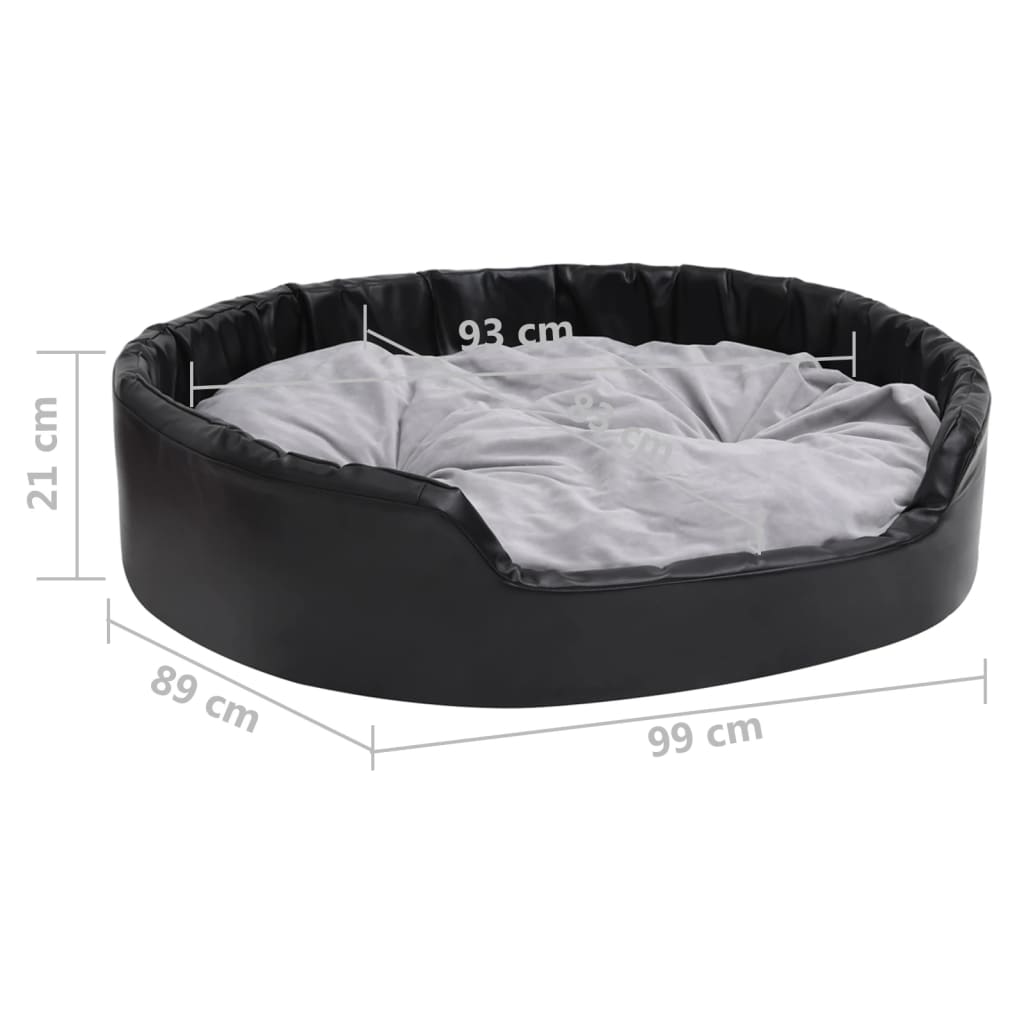 vidaXL Dog Bed Black and Grey 99x89x21 cm Plush and Faux Leather