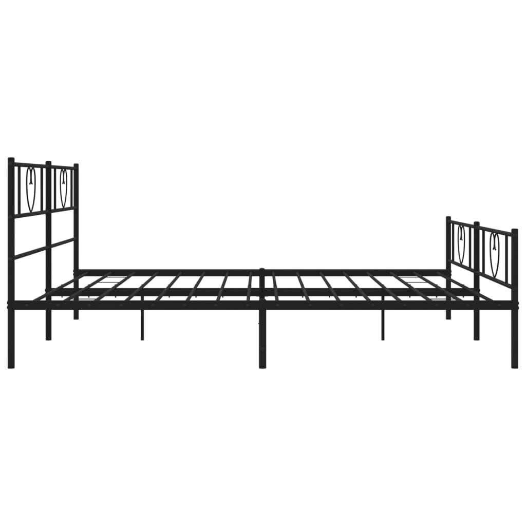 vidaXL Metal Bed Frame with Headboard and Footboard Black 200x200 cm