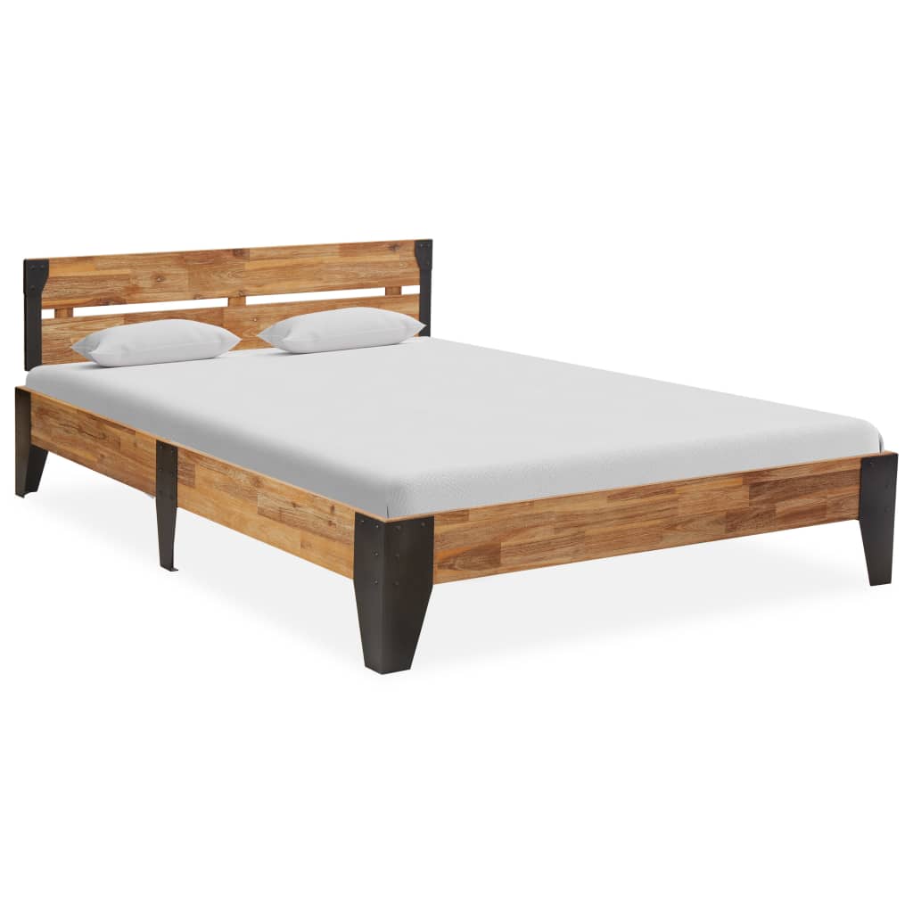 vidaXL Bed Frame Solid Acacia Wood with Brushed Finish 120x200 cm