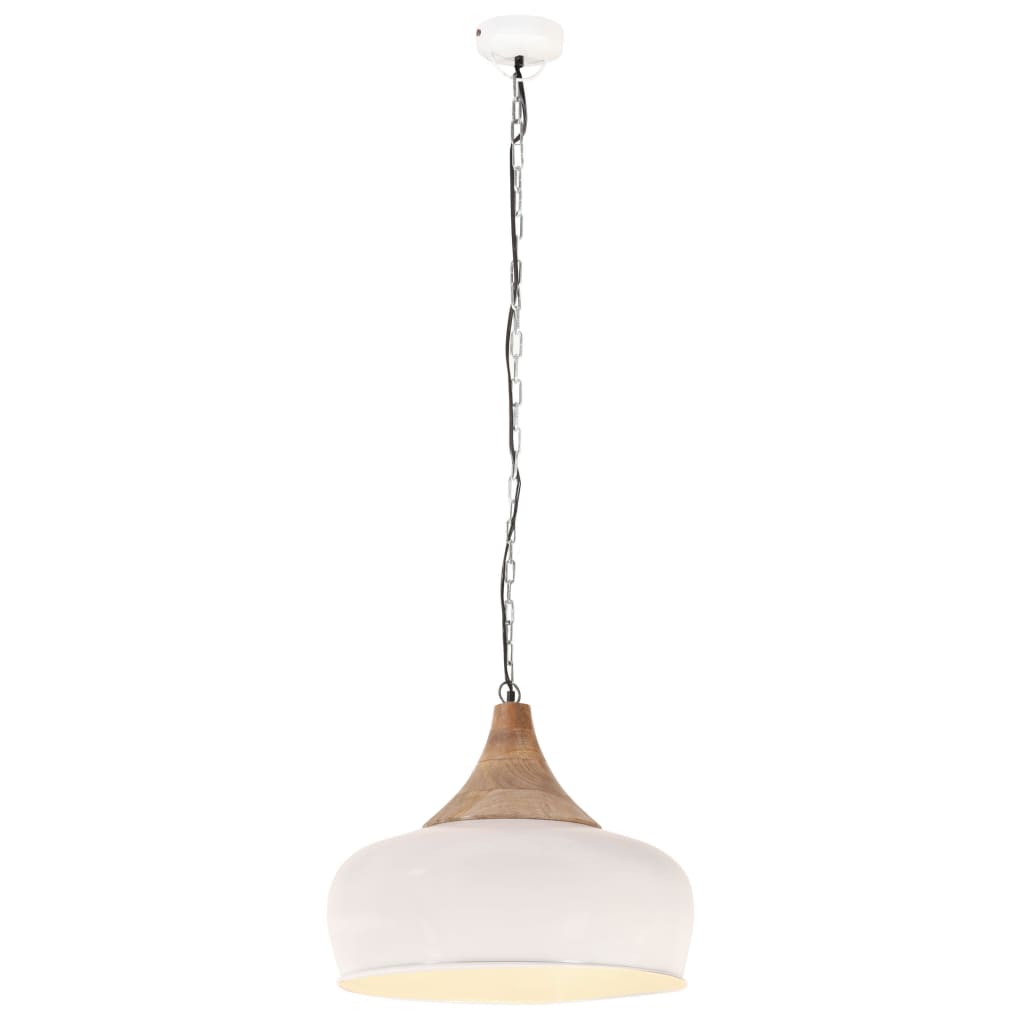 vidaXL Industrial Hanging Lamp White Iron & Solid Wood 45 cm E27