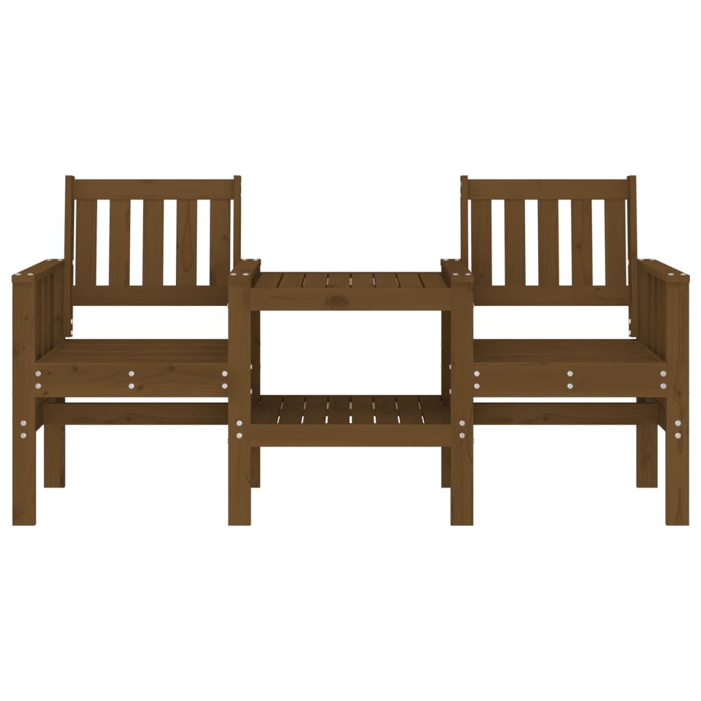 vidaXL Garden Bench with Table 2Seater Honey Brown Solid Wood Pine