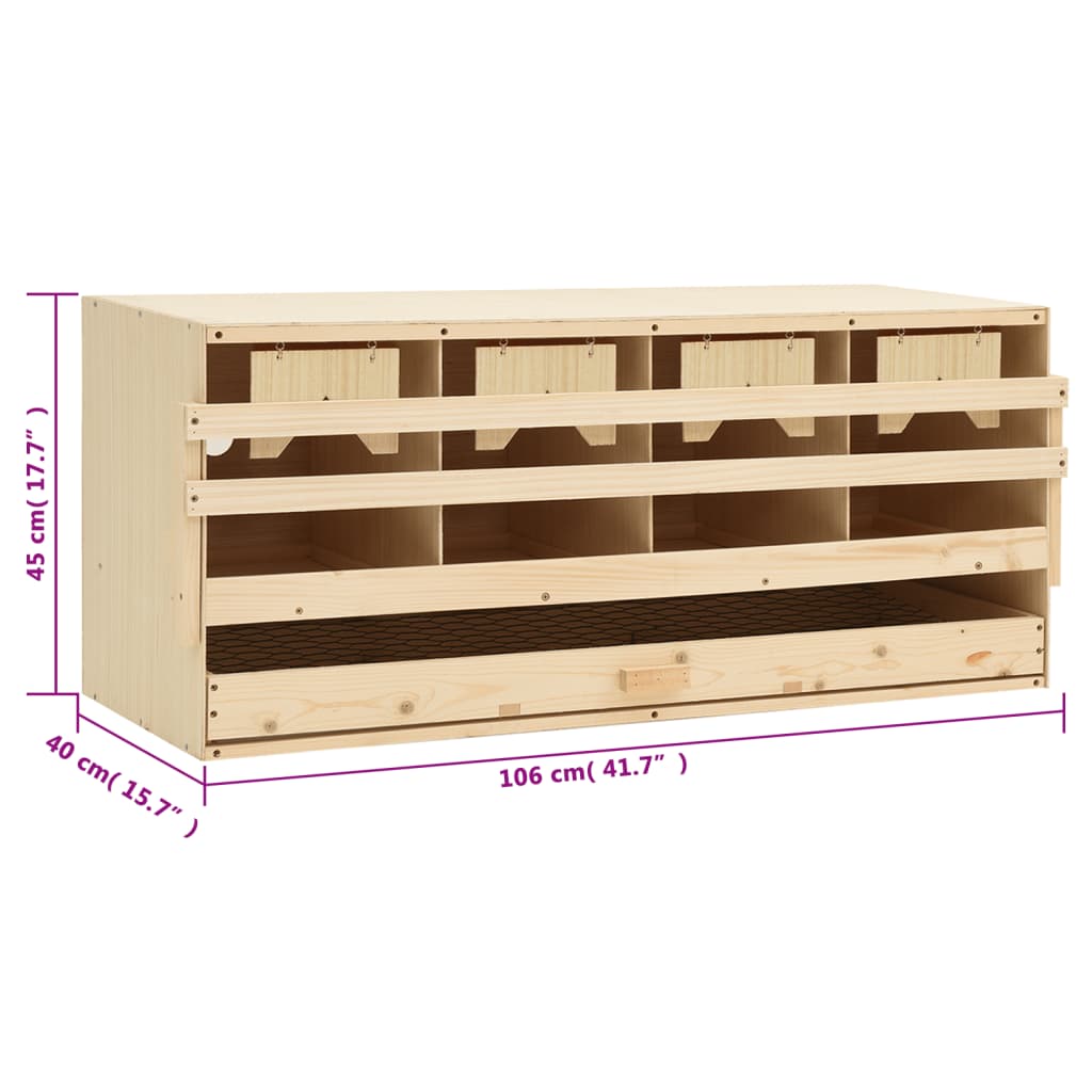 vidaXL Chicken Laying Nest 4 Compartments 106x40x45 cm Solid Pine Wood