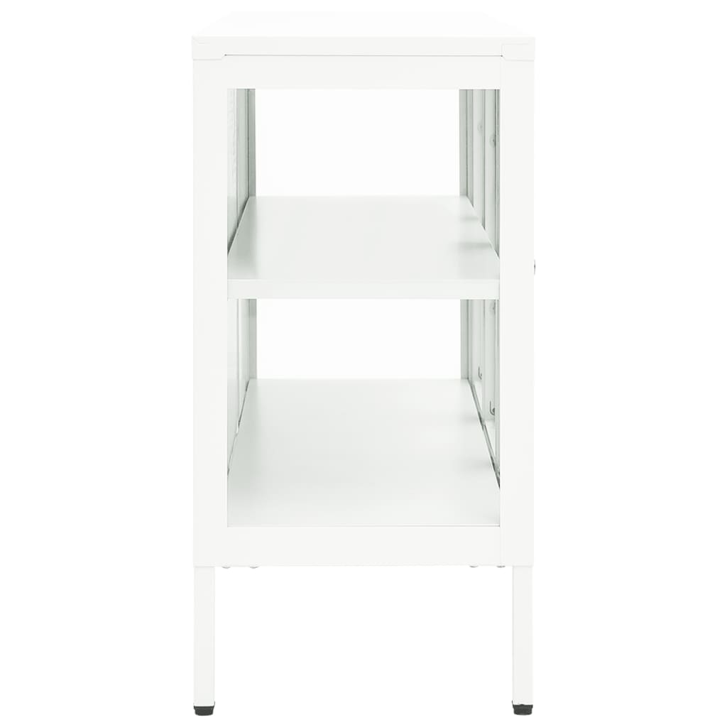 vidaXL Sideboard White 105x35x70 cm Steel and Glass