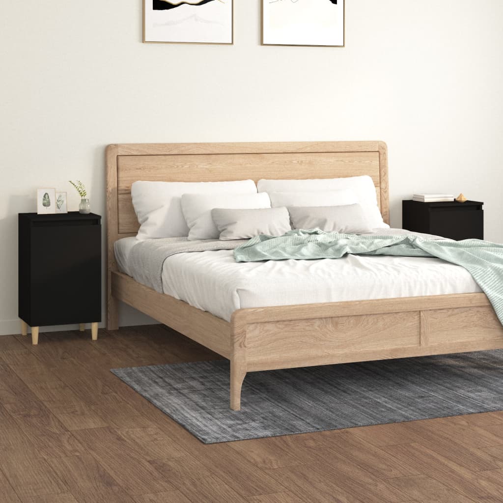 vidaXL Bedside Cabinets 2 pcs Black 40x35x70 cm Engineered Wood