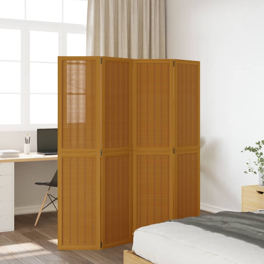 vidaXL Room Divider 4 Panels Brown Solid Wood Paulownia