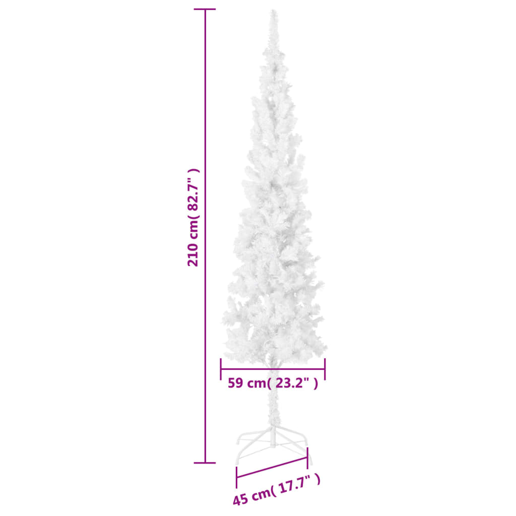 vidaXL Slim Christmas Tree White 210 cm