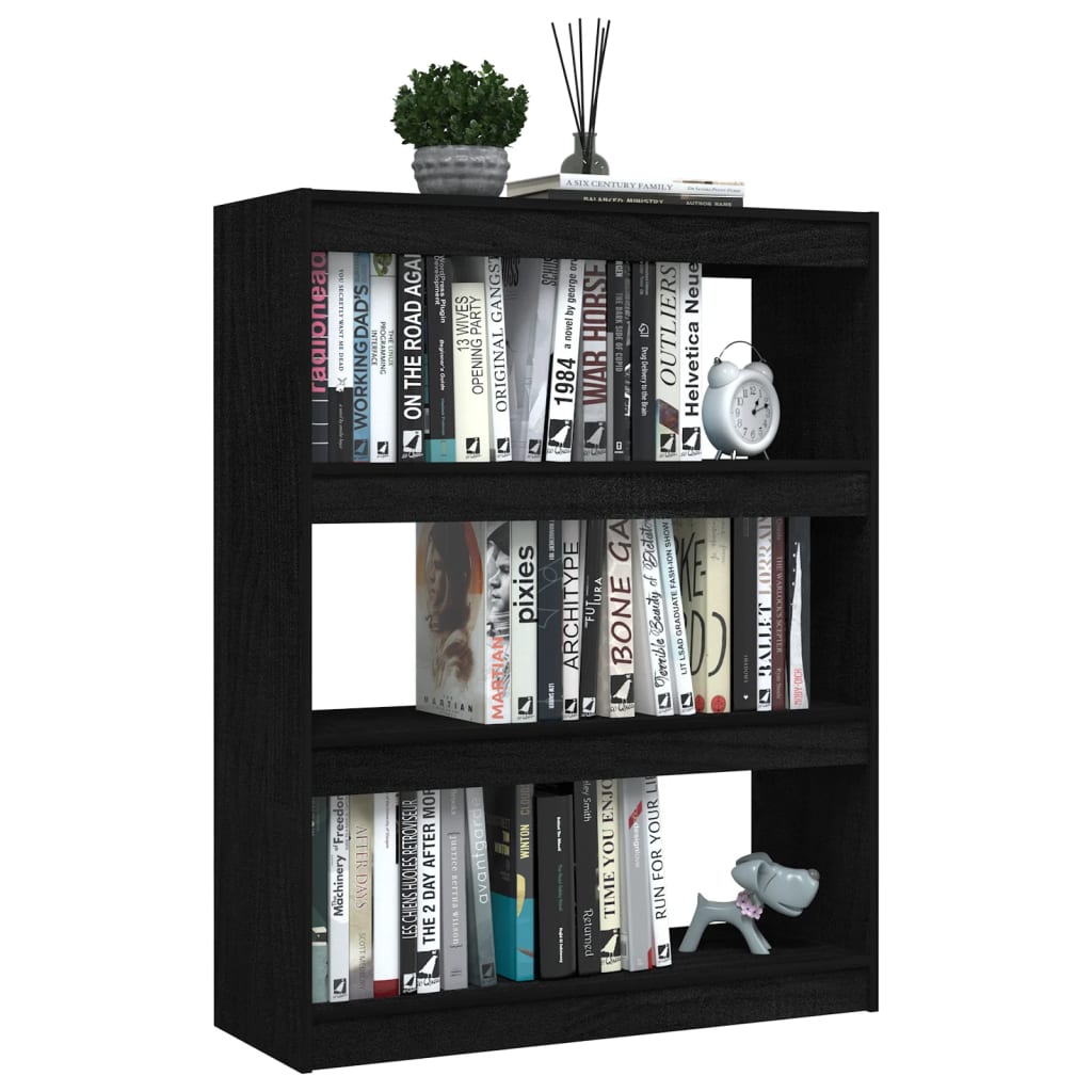 vidaXL Book Cabinet/Room Divider Black 100x30x103 cm Solid Pinewood