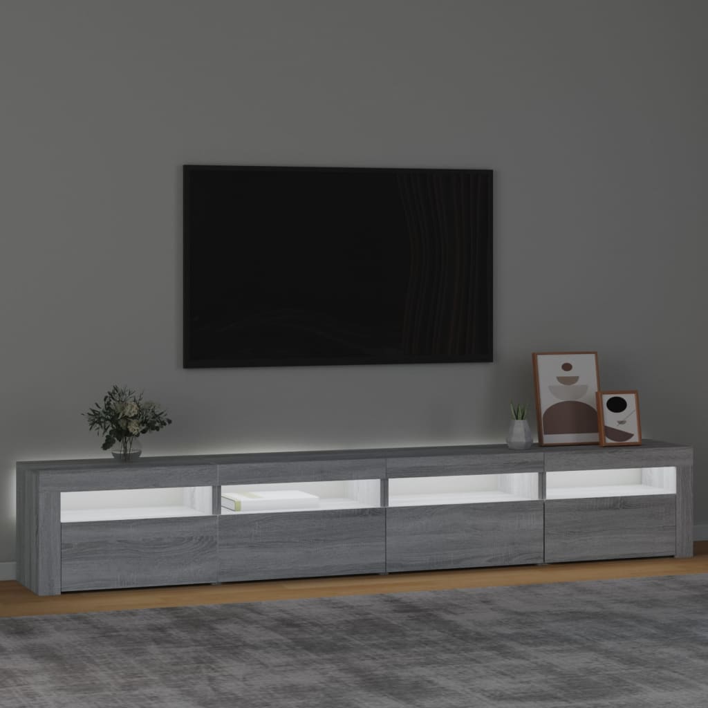 vidaXL TV Cabinet with LED Lights Grey Sonoma 240x35x40 cm
