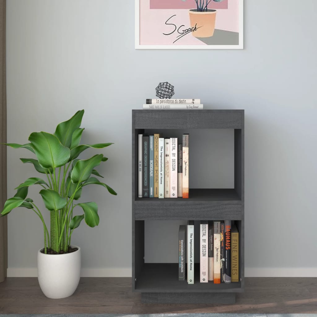 vidaXL Book Cabinet Grey 40x35x71 cm Solid Pinewood