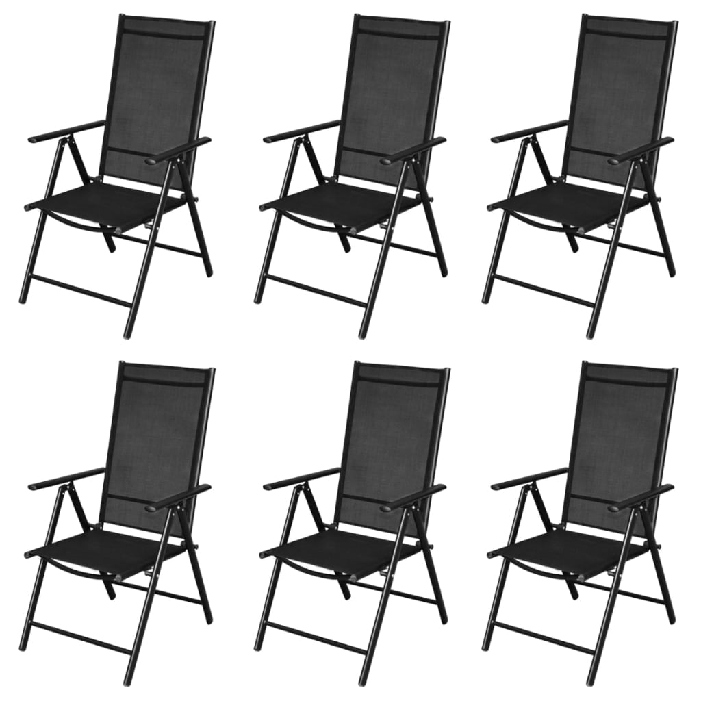 vidaXL Folding Garden Chairs 9 pcs Aluminium Black