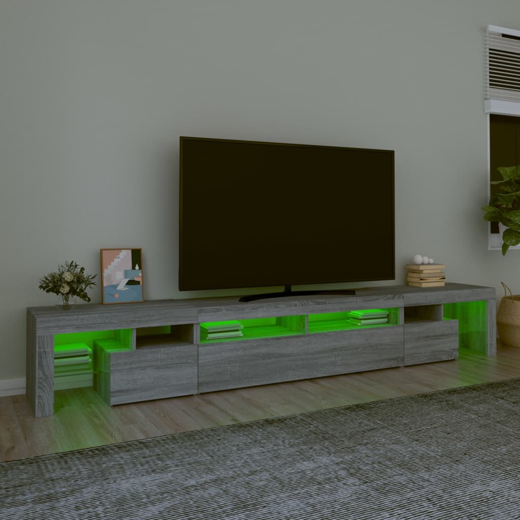 vidaXL TV Cabinet with LED Lights Grey Sonoma 260x36.5x40 cm