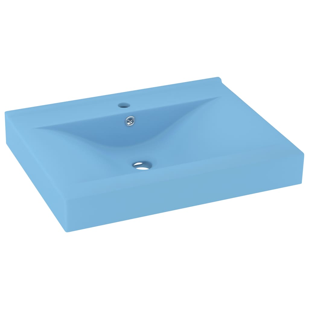 vidaXL Luxury Basin with Faucet Hole Matt Light Blue 60x46 cm Ceramic