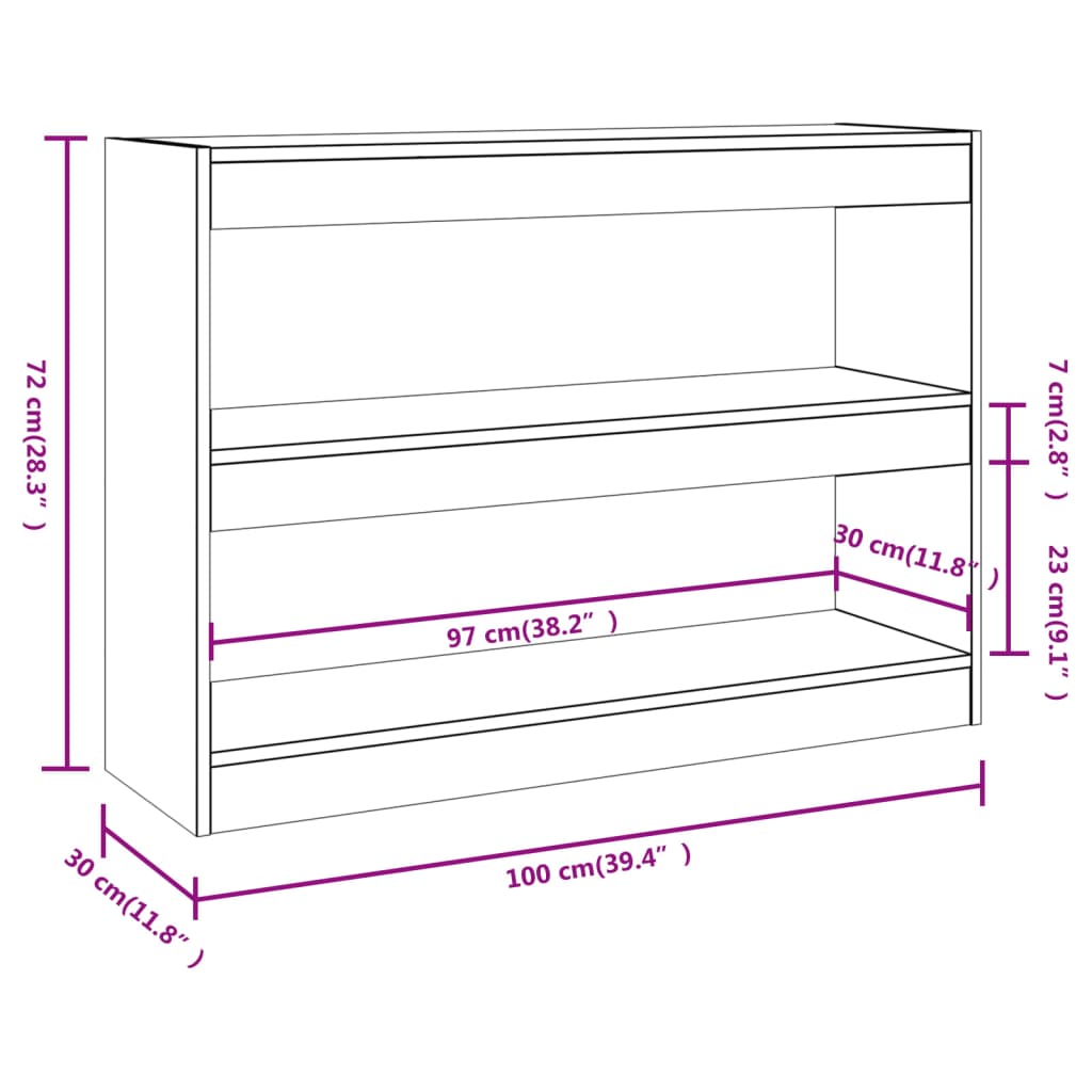 vidaXL Book Cabinet/Room Divider Concrete Grey 100x30x72 cm