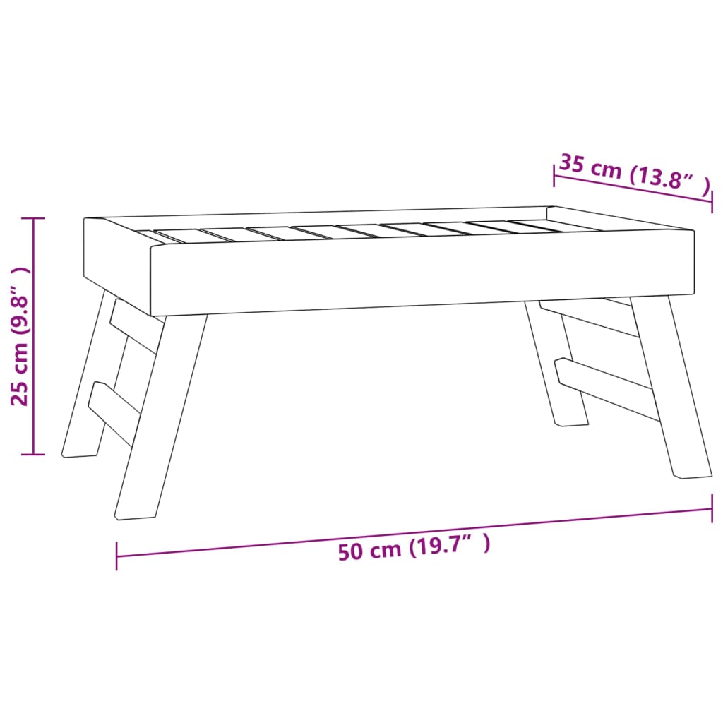 vidaXL Folding Tray 55x35x25 cm Solid Wood Teak