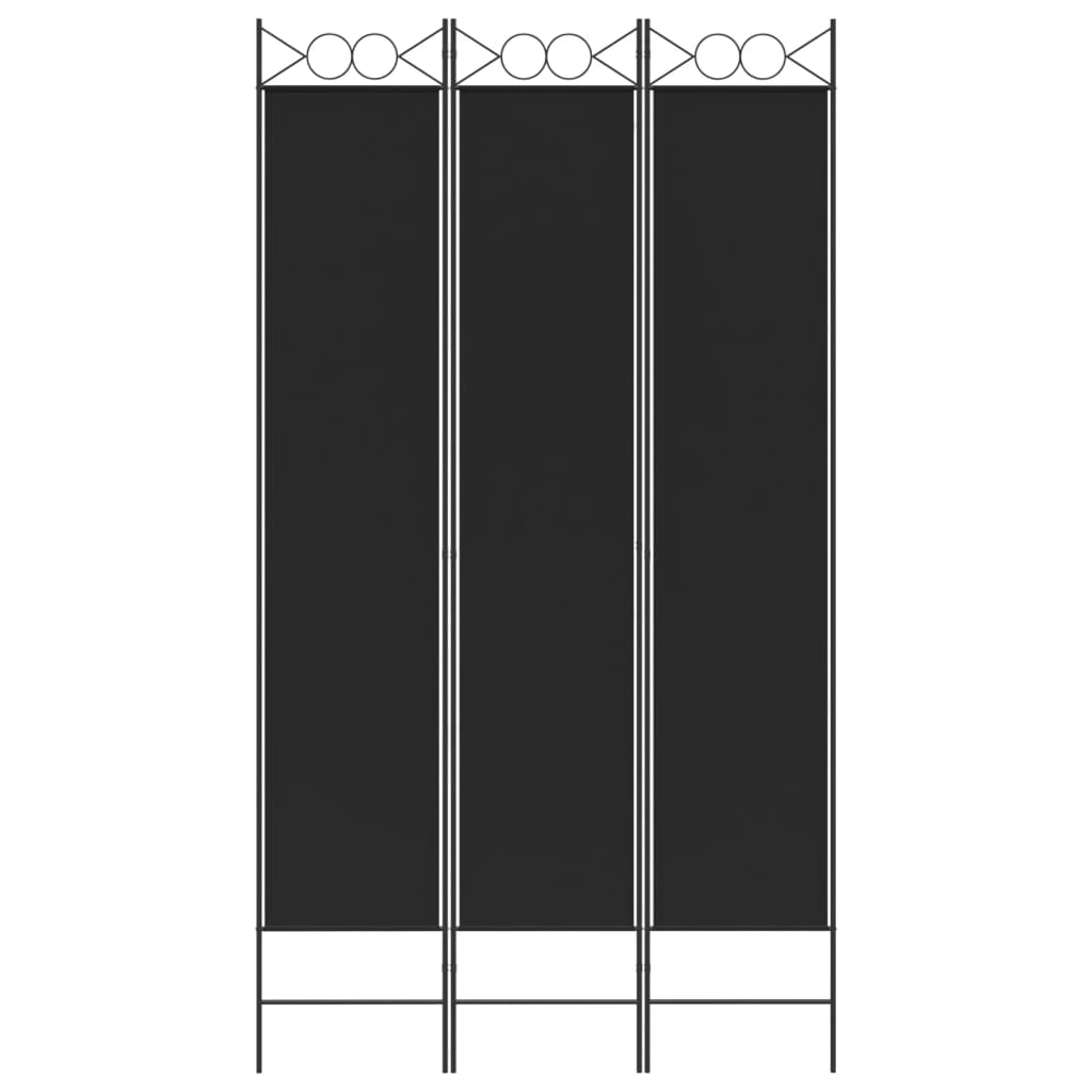 vidaXL 3-Panel Room Divider Black 120x220 cm Fabric