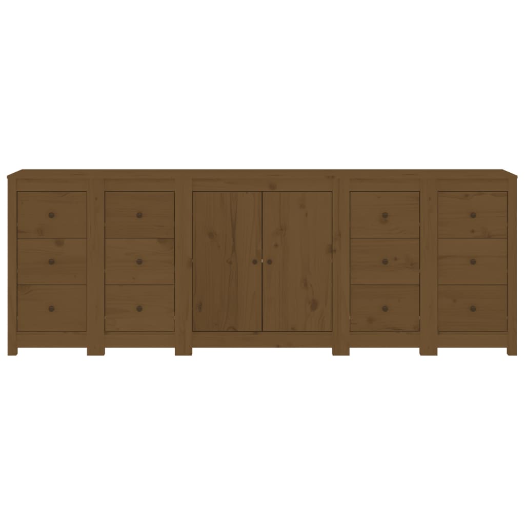 vidaXL Sideboard Honey Brown 230x35x80 cm Solid Wood Pine