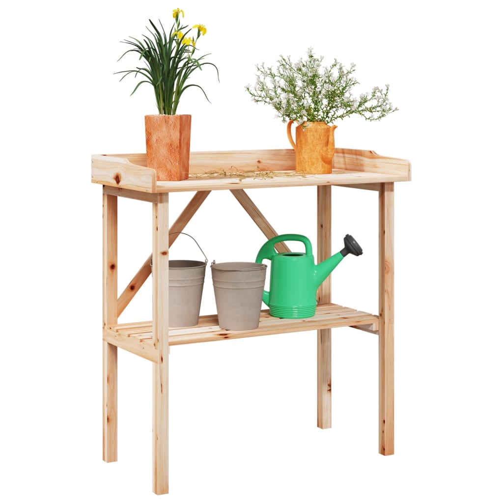 vidaXL Plant Table with Shelf 78x38x82.5 cm Solid Wood Fir