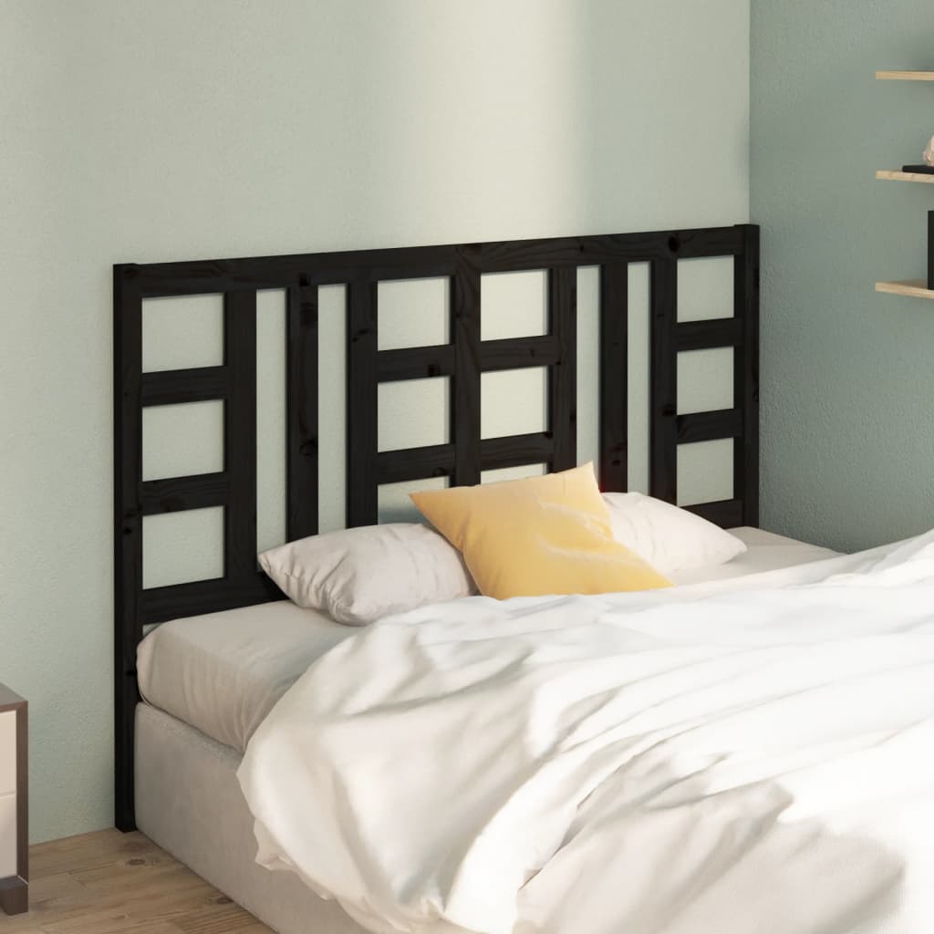 vidaXL Bed Headboard Black 146x4x100 cm Solid Wood Pine