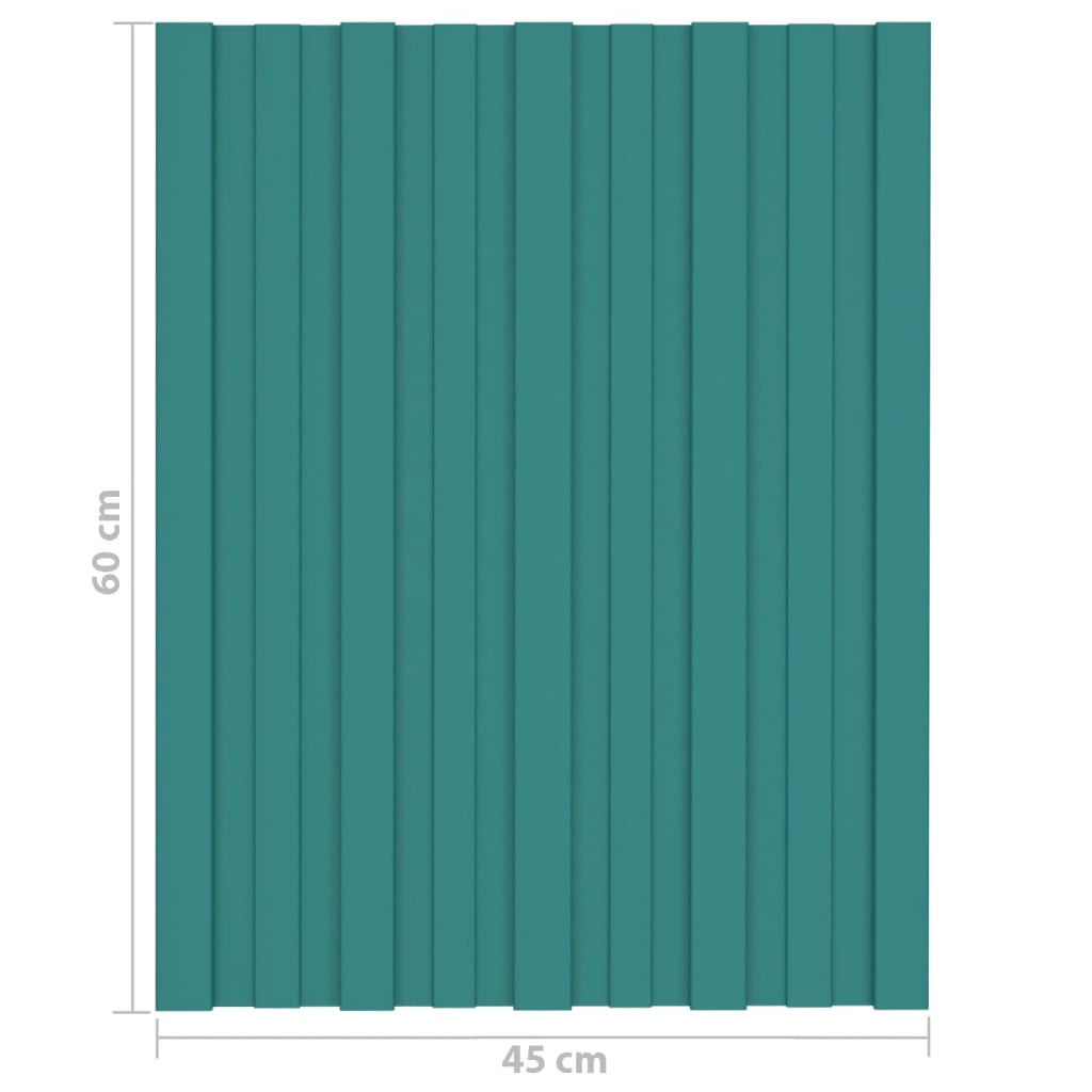 vidaXL Roof Panels 36 pcs Galvanised Steel Green 60x45 cm