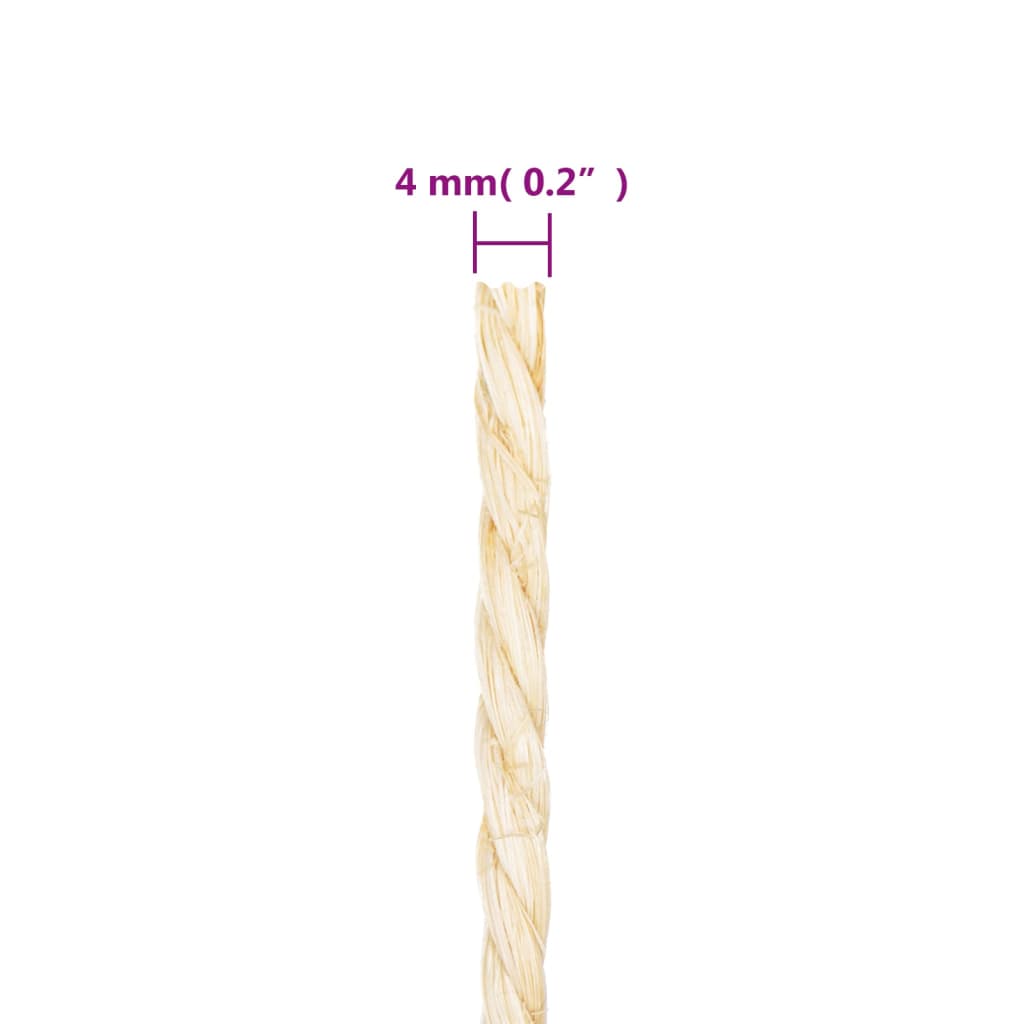 vidaXL Rope 100% Sisal 4 mm 50 m