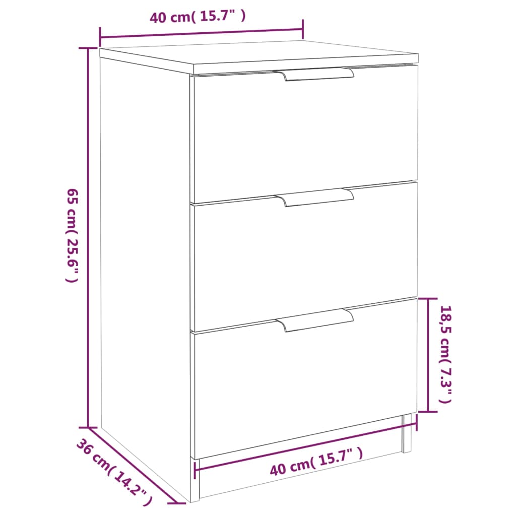 vidaXL Bedside Cabinet Smoked Oak 40x36x65 cm