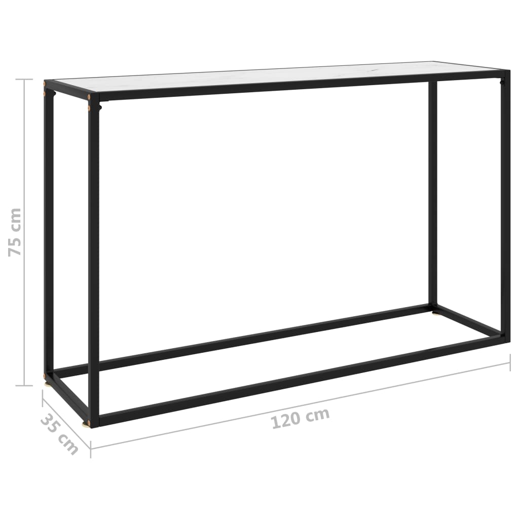 vidaXL Console Table White 120x35x75 cm Tempered Glass