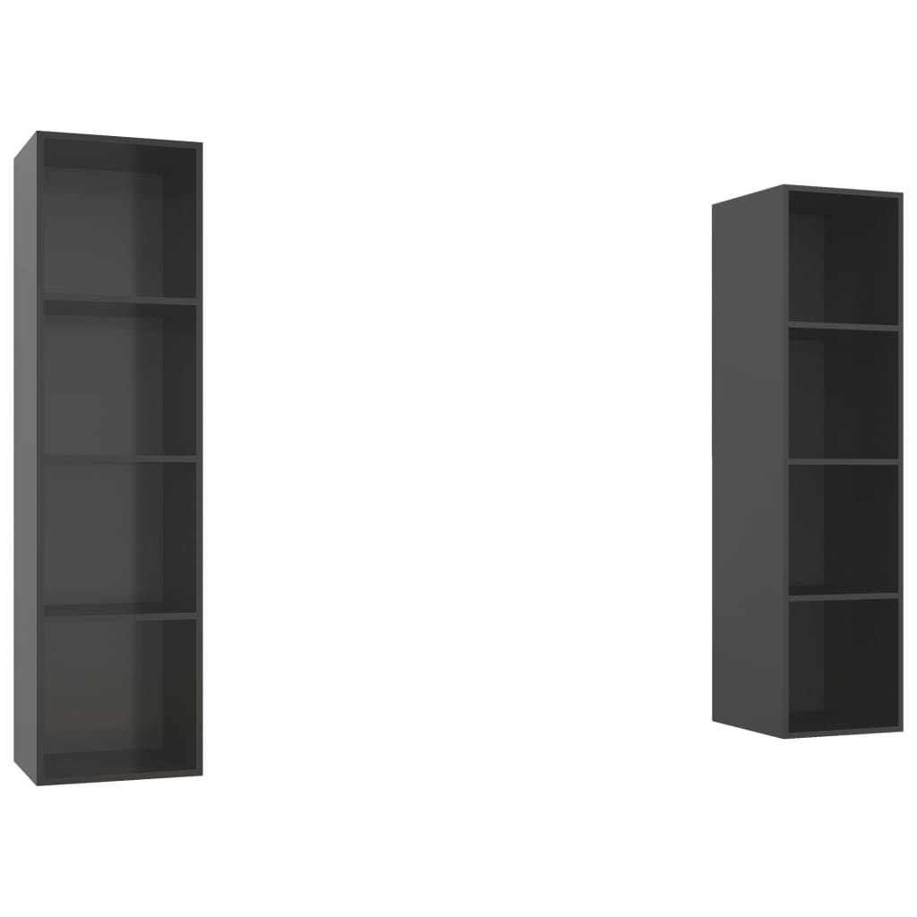 vidaXL Wall-mounted TV Cabinets 2 pcs High Gloss Grey Engineered Wood