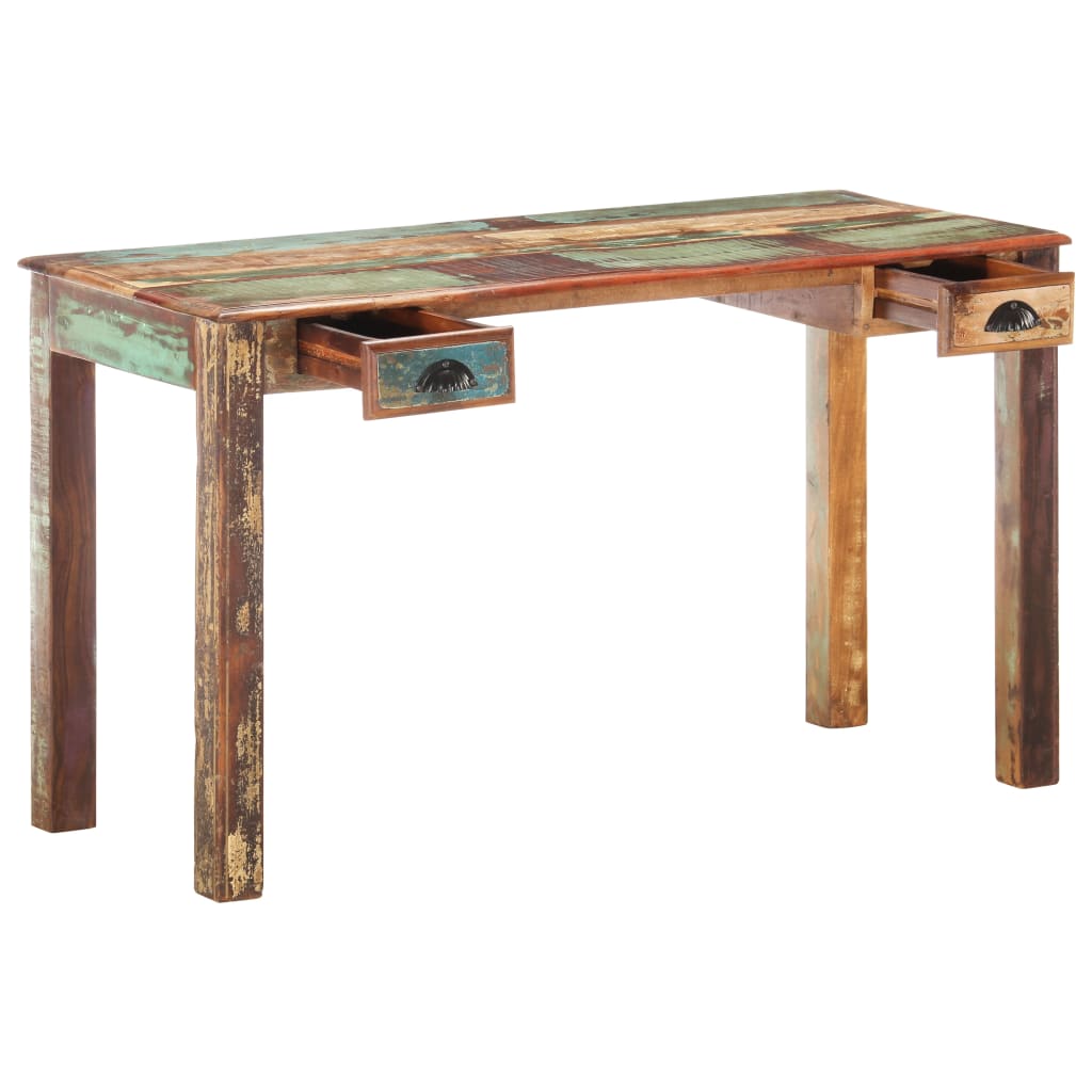 vidaXL Desk 130x55x76 cm Solid Reclaimed Wood