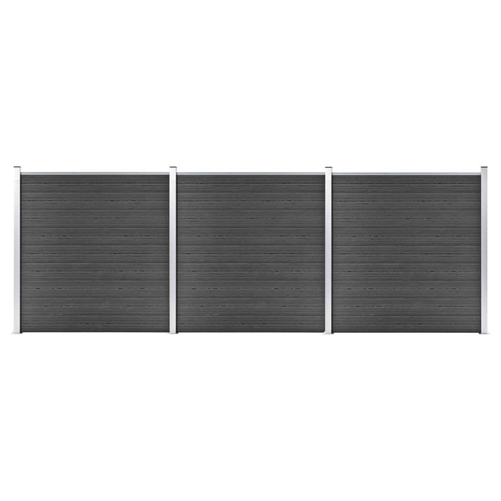 vidaXL Fence Panel Set WPC 526x186 cm Black