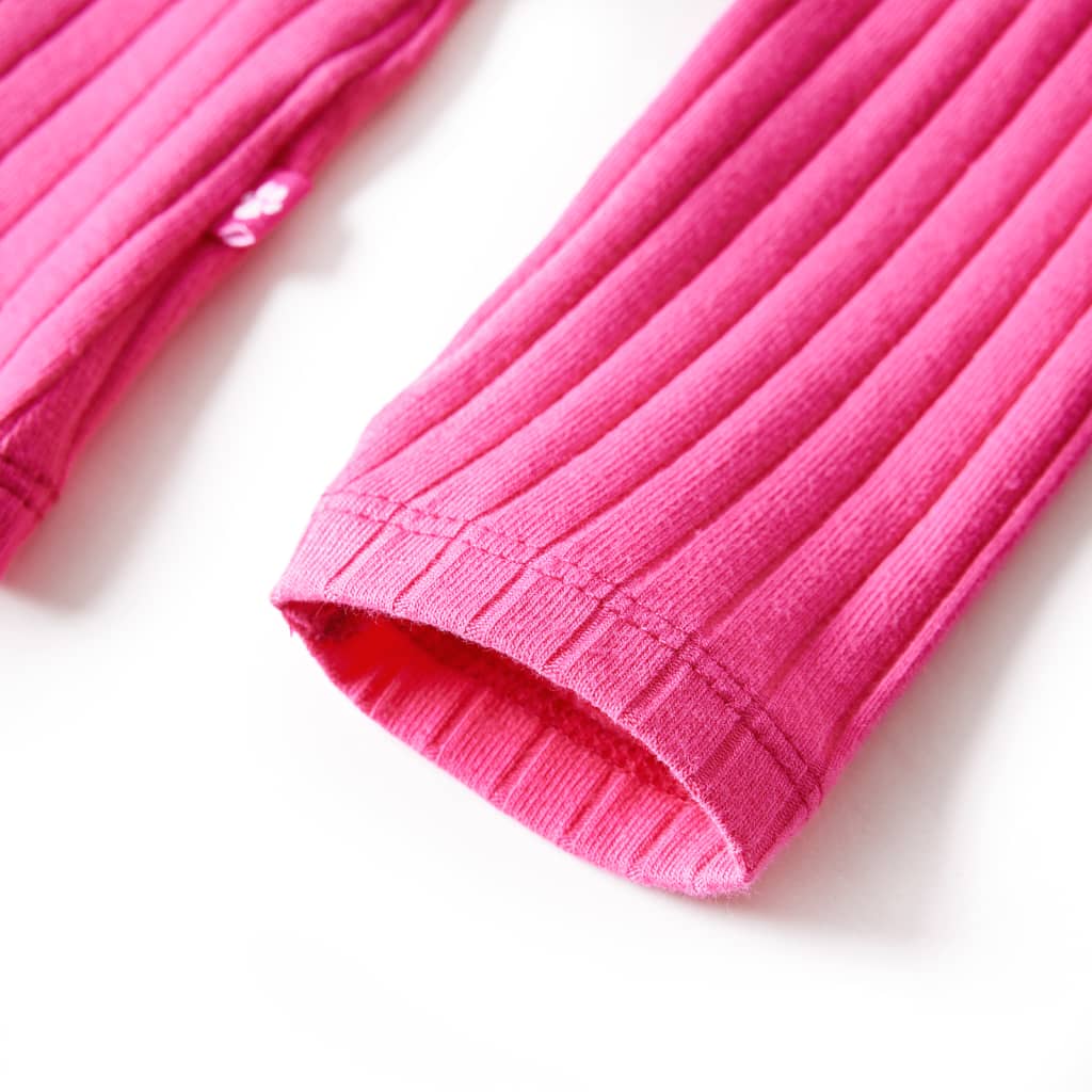 Kids' T-shirt with Long Sleeves Rib-knit Bright Pink 92
