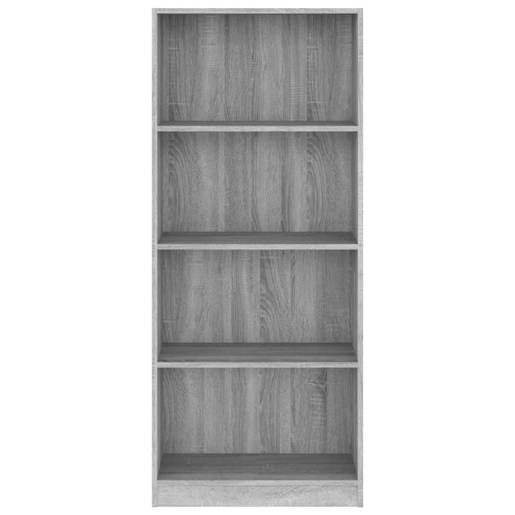 vidaXL 4-Tier Book Cabinet Grey Sonoma 60x24x142 cm Engineered Wood