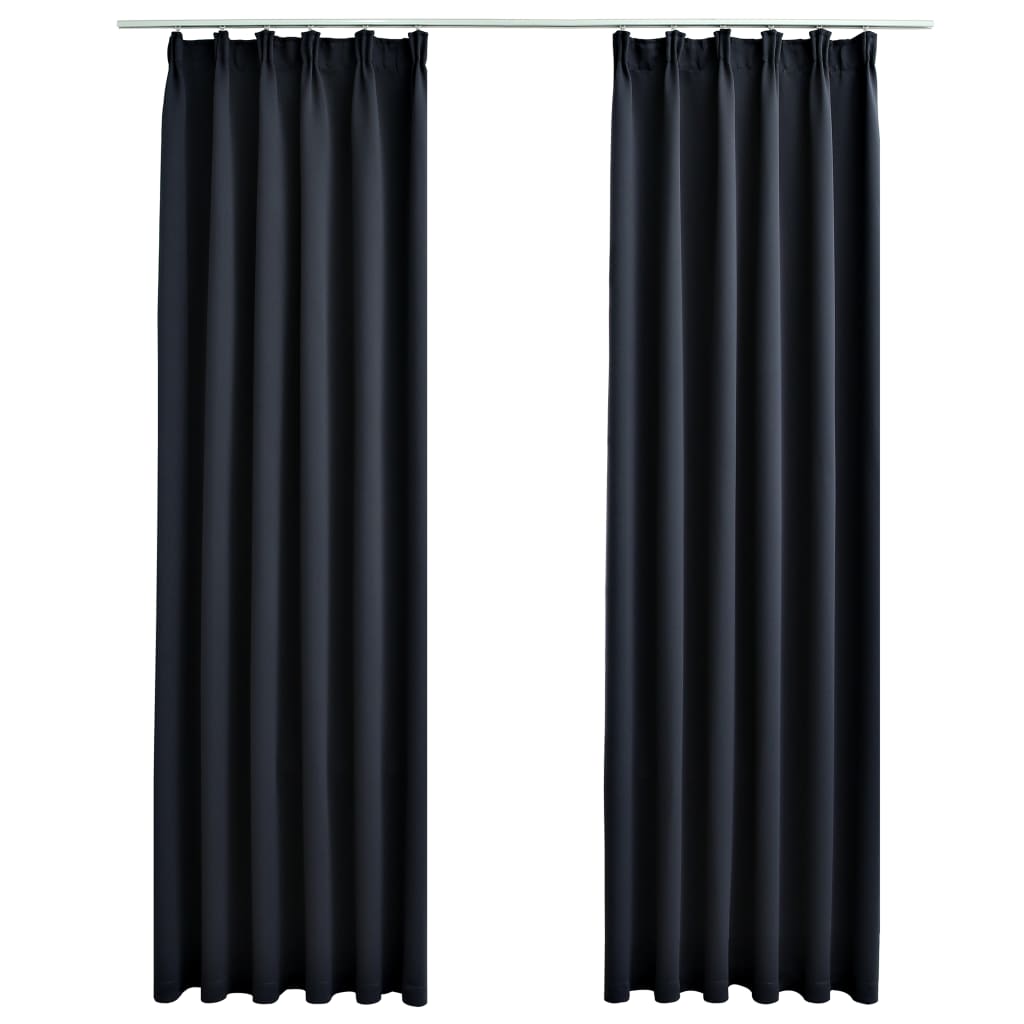 vidaXL Blackout Curtains with Hooks 2 pcs Anthracite 140x225 cm