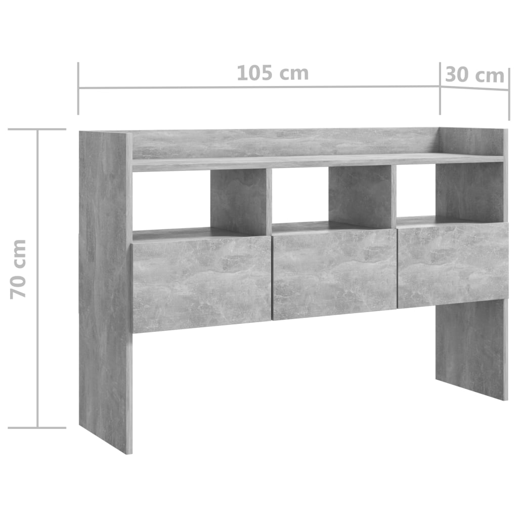 vidaXL Sideboard Concrete Grey 105x30x70 cm Engineered Wood