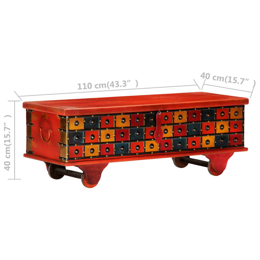 vidaXL Storage Box Red 110x40x40 cm Solid Acacia Wood