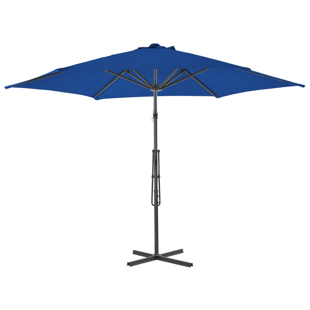 vidaXL Outdoor Parasol with Steel Pole Blue 300x230 cm
