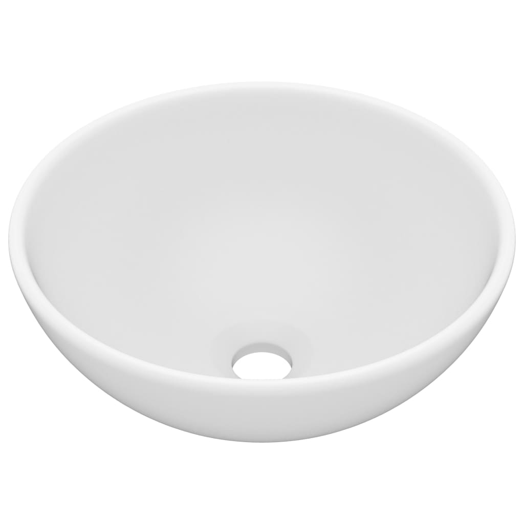 vidaXL Luxury Bathroom Basin Round Matt White 32.5x14 cm Ceramic