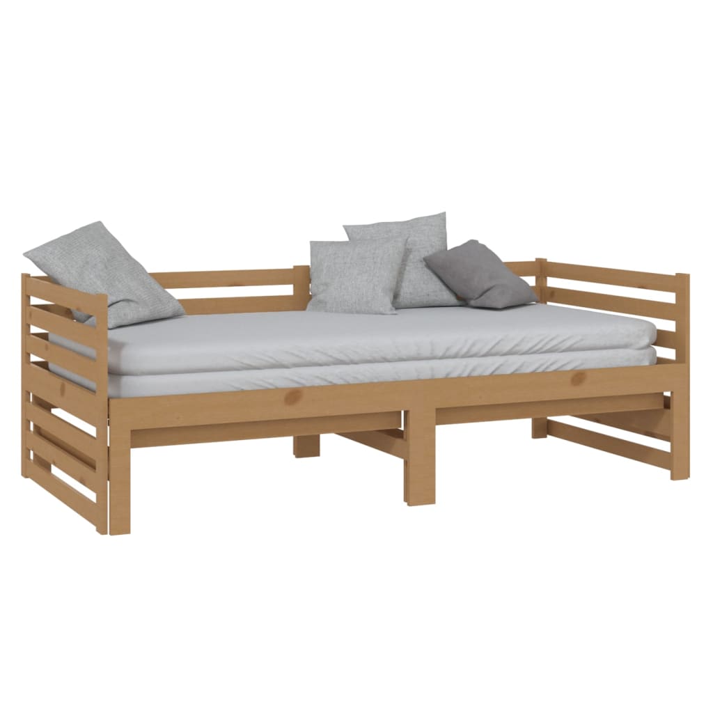 vidaXL Pull-out Day Bed Honey Brown Solid Pinewood 2x(90x200) cm