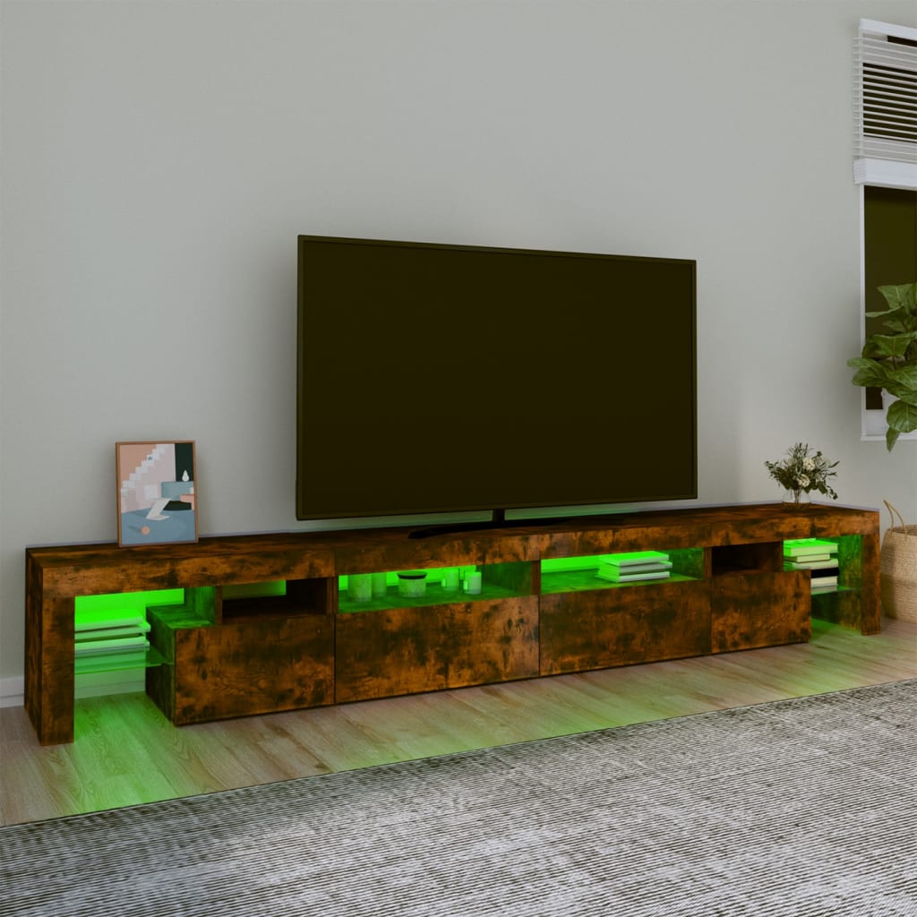 vidaXL TV Cabinet with LED Lights Smoked Oak 260x36.5x40 cm