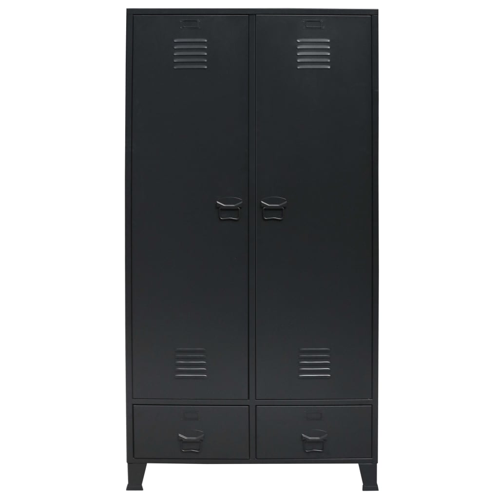 vidaXL Wardrobe Metal Industrial Style 90x40x180 cm Black