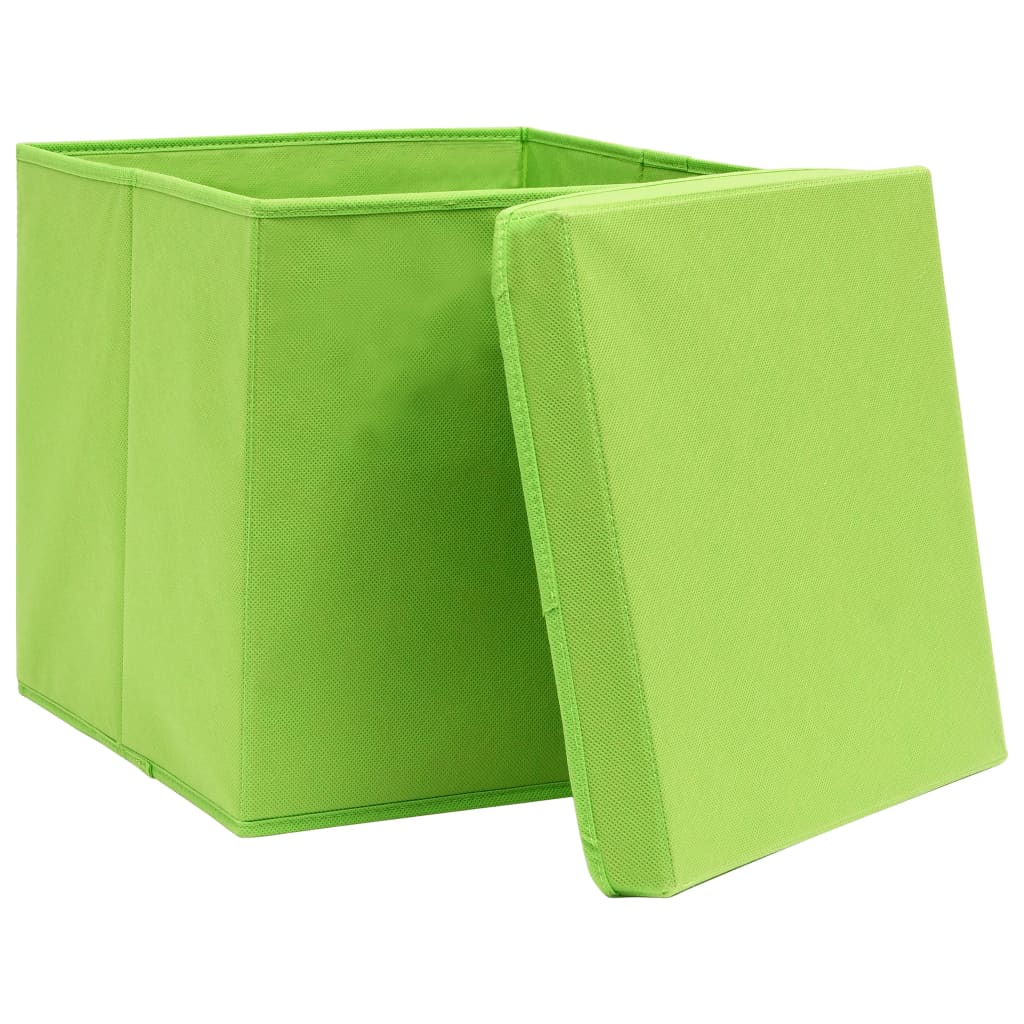 vidaXL Storage Boxes with Lids 4 pcs Green 32x32x32 cm Fabric