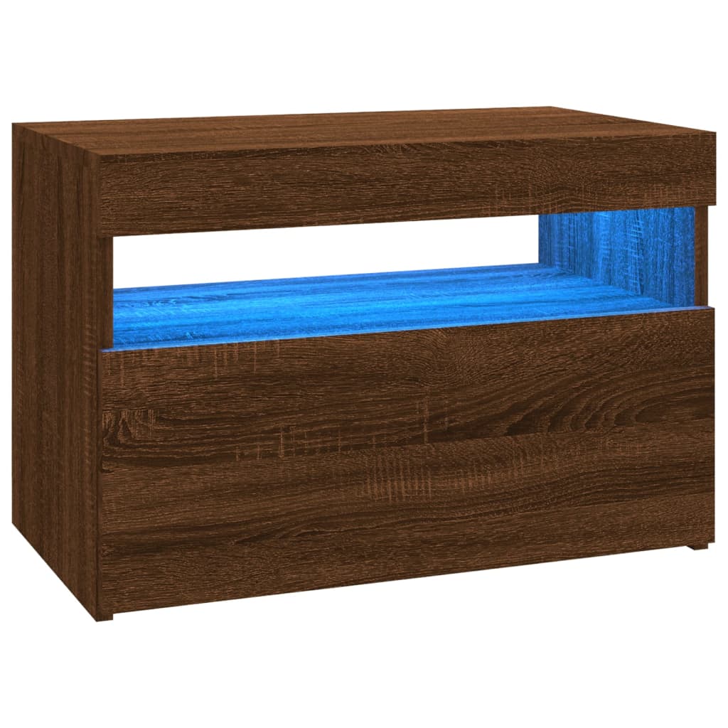 vidaXL TV Cabinet with LED Lights Brown Oak 60x35x40 cm