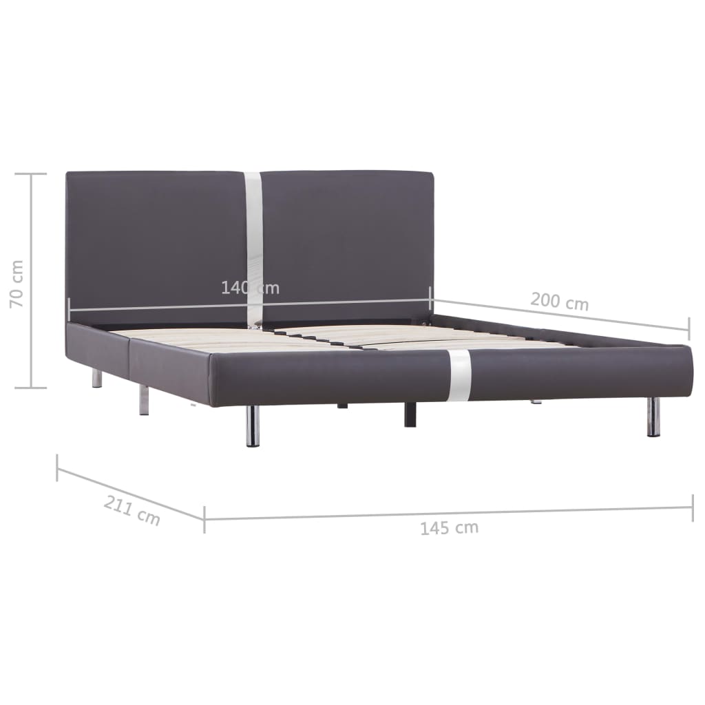 vidaXL Bed Frame Grey Faux Leather 135x190 cm Double