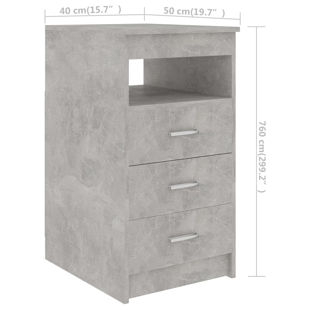 vidaXL Drawer Cabinet Concrete Grey 40x50x76 cm Chipboard