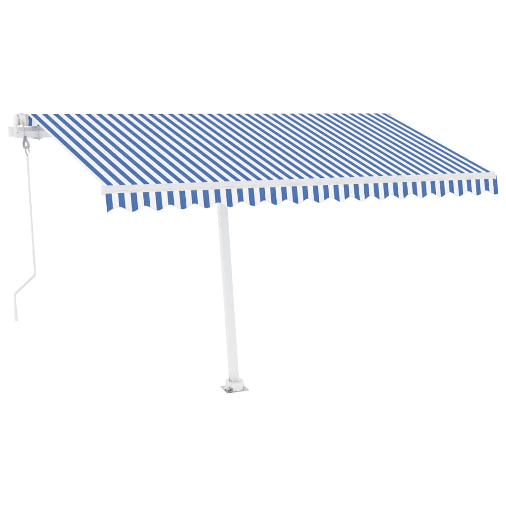 vidaXL Automatic Awning with LED&Wind Sensor 400x300 cm Blue and White