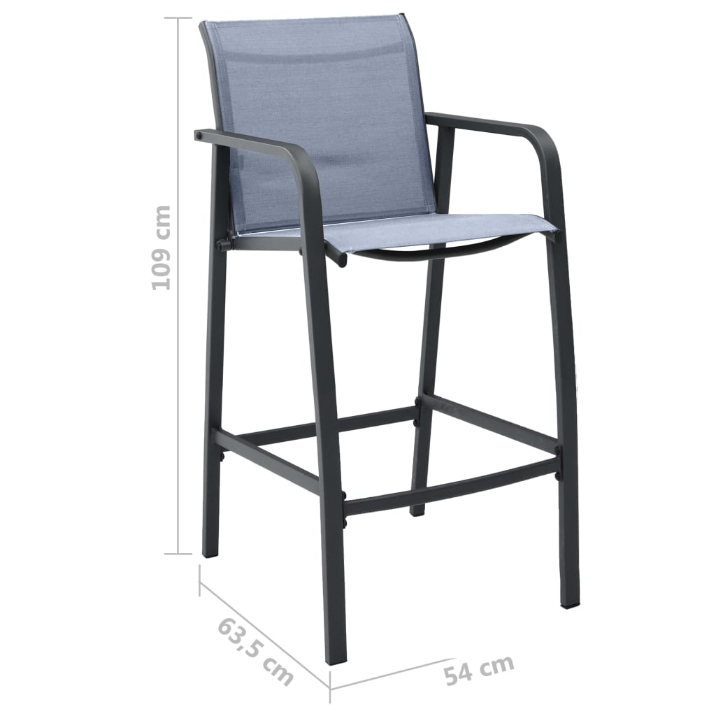 vidaXL Garden Bar Chairs 4 pcs Grey Textilene