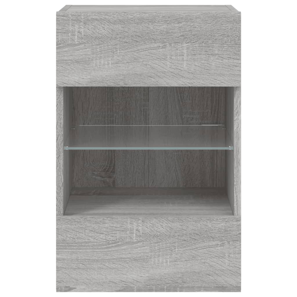vidaXL TV Wall Cabinet with LED Lights Grey Sonoma 40x30x60.5 cm